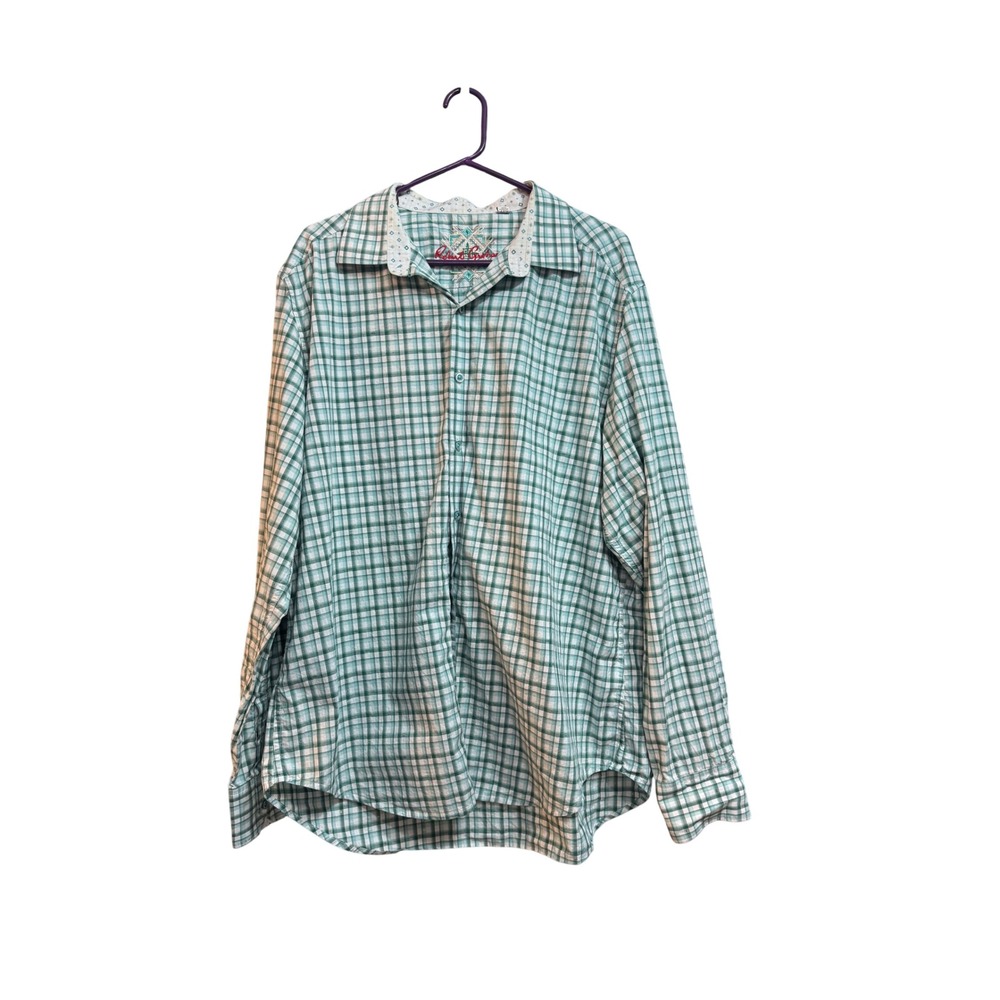 Robert Graham Plaid Button Down Shirt Embroidered Details‎ Classic Fit 2XL